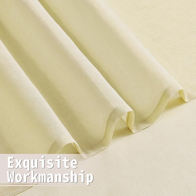 Tollpiz Sheer Door Curtains Closet Linen Textured Curtain Sheers Doorway Light Filtering Voile Patio Door Rod Pocket Curtains French Door, 54 x 80 inches Long, Transparent Yellow, Set of 1 Panel