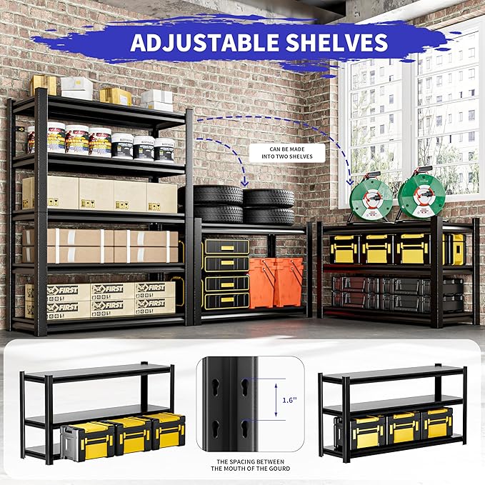 78" H 47.2" Wide 4 Piecees Garage Shelving,Thickened Heavy Duty Metal Shelving Adjustable Shelves,Garage Storage Shelves,Shelving Rack Industrial Shelving Tool Shelf for Basement Metro