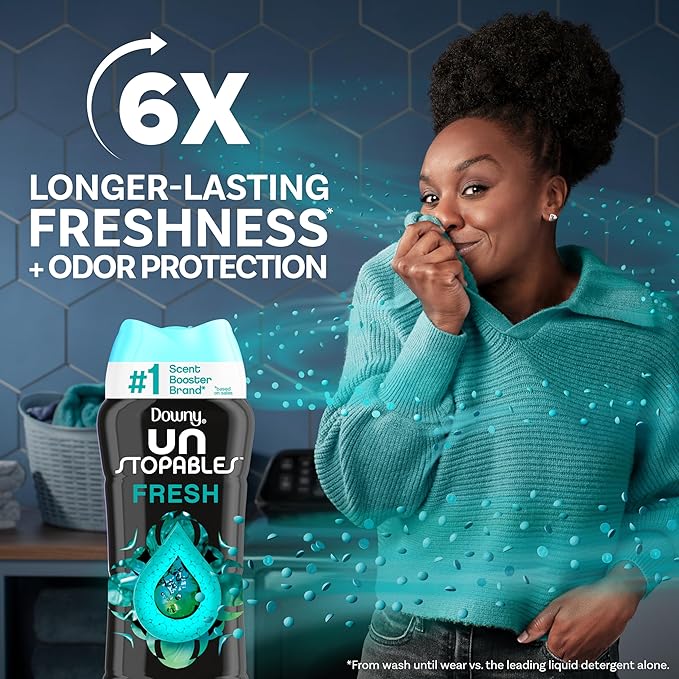 Downy Unstopables In Wash Scent Booster Beads, Fresh Scent, 24 oz, Laundry Beads for Odor Protection (Packaging May Vary)