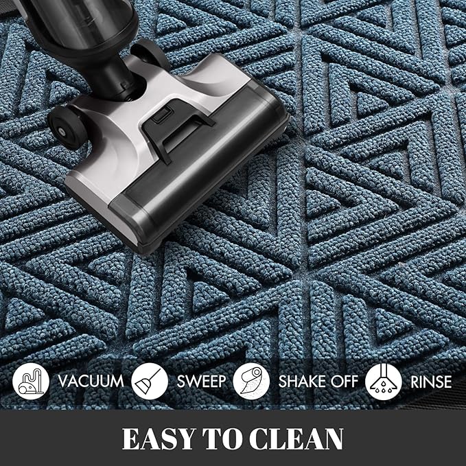 Yimobra Large Door Mat 36x24, All-Weather Waterproof Non-Slip Welcome Matt Outdoor, Heavy Duty Non Slip Doormat for Entryway for Patio and Garage Indoor, Easy Clean, Mix Blue