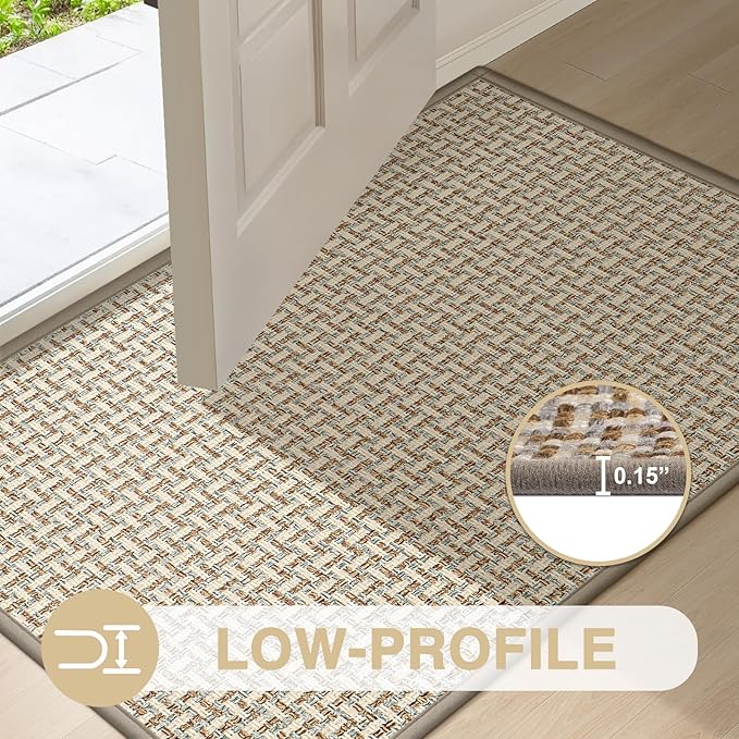 LEKEEPGO Door Mat Indoor Entrance 24"x36", Absorbent Indoor Door Mat, Non Slip Rubber Backing Inside Door Mats, Washable Floor Mat, Low-Profile Doormat for Front Door, Entryway, Entrance, Grey