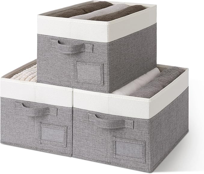 GRANNY SAYS Fabric Storage Bins for Clothes & Closet Organization - Collapsible, Decorative Boxes, Large, 3-Pack