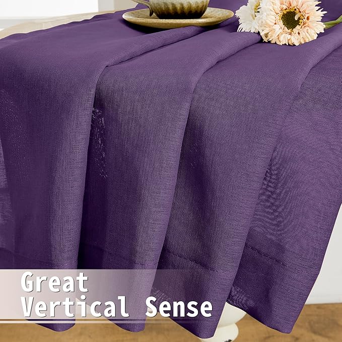 Tollpiz Sheer Door Curtains Closet Linen Textured Curtain Sheers Doorway Light Filtering Voile French Door Rod Pocket Curtains Patio Glass Door, 54 x 63 inches Long, Royal Purple, Set of 1 Panel