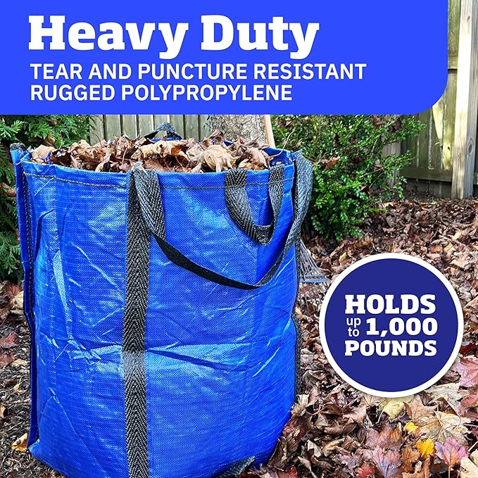 DURASACK Heavy Duty Home and Yard Bags 48-Gallon Reusable Self-Standing Lawn and Leaf Bags Garbage Can with Reinforced Handles, Multicolored, 3 Pack