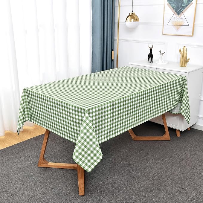 Classic Gingham Tablecloth Fabric - Oblong 58x120 Water Resistant Chequered Pattern Table Cloth for Indoor/Outdoor Use - Tabletop Cover for Birthday, Picnics, Gardens, and Parties
