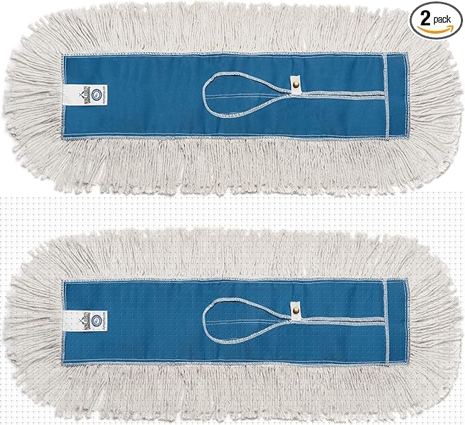 Nine Forty Industrial-Grade 24x5 Cotton Dust Mop Head Refills, Perfect Replacement for Busy Home, Gym, Industrial and Commercial Spaces, Heavy-Duty Mop for Janitorial & Housekeeping Needs - 2 Pack