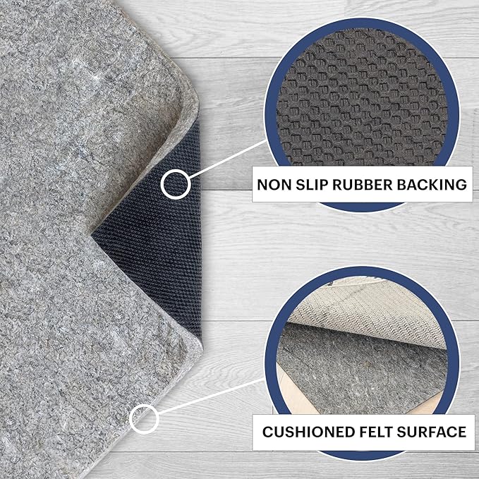 RUGPADUSA - Dual Surface - 2'x4' - 3/8" Thick - Felt + Rubber - Enhanced Non-Slip Rug Pad - Adds Comfort and Protection - for Hard Surface Floors