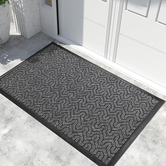 Yimobra Extra Large Door Mat Outside Entrance 60x32, Waterproof Heavy Duty Outdoor Mats for Front Door, Non Slip Rubber Entry Mat for Garage Patio, Easy Clean, Mix Grey
