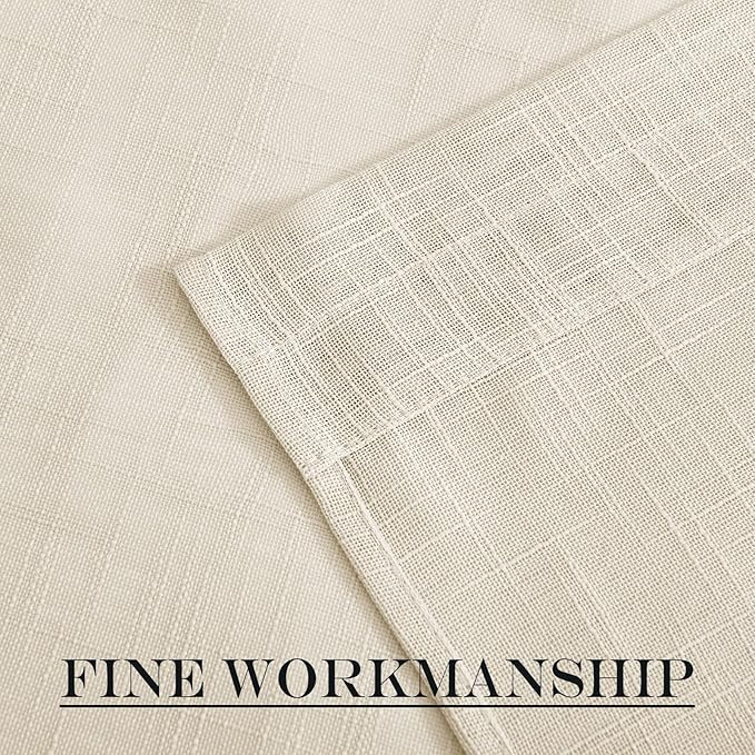 NICETOWN French Door Curtain - Linen Textured French Door Drape Privacy Open Weave Sheer Panel (30 inches Width by 40 inches Length, 1 Panel, Beige, Tieback Included)