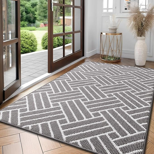 OLANLY Large Indoor Door Mat, 59x35 Inch, Dirt Resistant and Absorbent, Non-Slip Rubber Backing Floor Mats, Easy Clean Low-Profile Doormat for Entryway, Front Door, and Inside Entrance, Grey