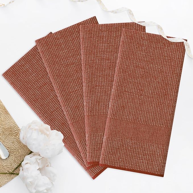 Homaxy Premium Kitchen Towels(18”x 28”, 12 Pack), Large Cotton Kitchen Hand Towels, Flat and Terry Dish Towels, 380 GSM Highly Absorbent Tea Towel Set with Hanging Loop, Rust