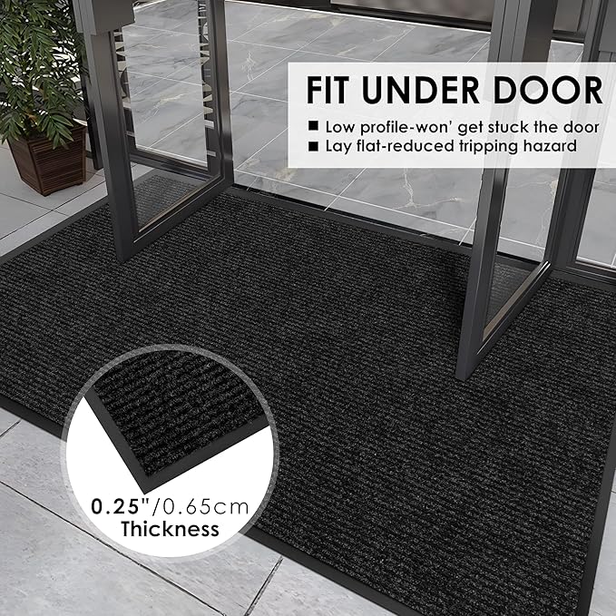 2′ x 24′ Front Door Mat Indoor Outdoor Entrance, Commercial Floor Mat Heavy Duty Dirt Trapper Entryway Doormat, Custom Size Non Slip Rubber Backing Welcome mat, Door Mat for High Traffic Area