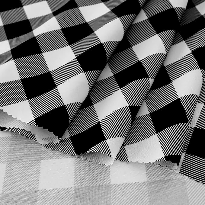 Waterproof Plaid Tablecloth Fabric - Round 70 Inch Classic Gingham Checker Table Cloth for Indoor/Outdoor Use - Buffalo Table Cover for Picnics, BBQs, and Parties