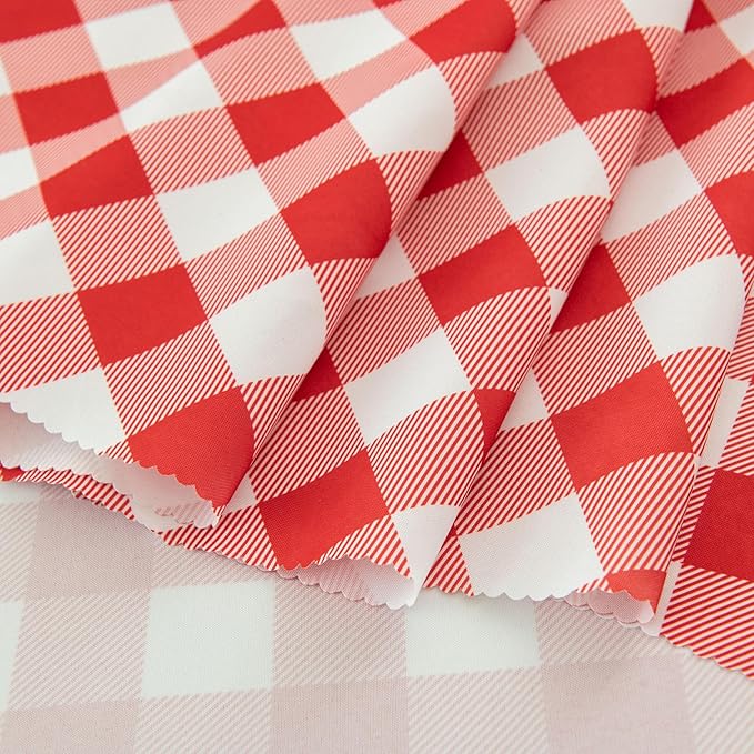 Waterproof Plaid Tablecloth Fabric - Round 50 Inch Classic Gingham Checker Table Cloth for Indoor/Outdoor Use - Buffalo Table Cover for Picnics, BBQs, and Parties