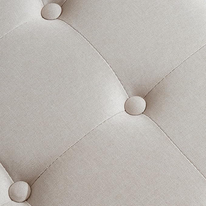 Furnimart 42.5 Inch Storage Ottoman Bench, Flip Top End of Bed Storage Bench, Upholstered Blanket Bench for Bedroom, Entryway, Living Room, Tufted Linen (Beige)