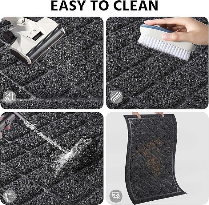Front Door Mat Outside Entrance, 24" x 60" Heavy Duty All-Season All-Weather Waterproof Doormat Trap Dirt and Moisture Easy Clean Low Profile Patio Porch Entryway Mat