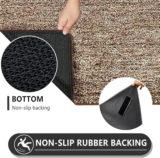 REFETONE Indoor Doormat, Front Door Mat 36"x59" Absorbent Rubber Backing Non Slip Door Mats, Washable Low-Profile Inside Floor Mat Door Rugs for Entryway, Resist Dirt Mud Mat for Dogs, Coffee/Brown