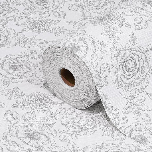 Drawer and Shelf Liner for Kitchen Cabinets Non-Adhesive, Non-Slip Cabinet Liner Shelf Paper Strong Grip Waterproof Easy to Clean for Kitchen Shelves Cupboard, Flower,23.6IN X 30FT