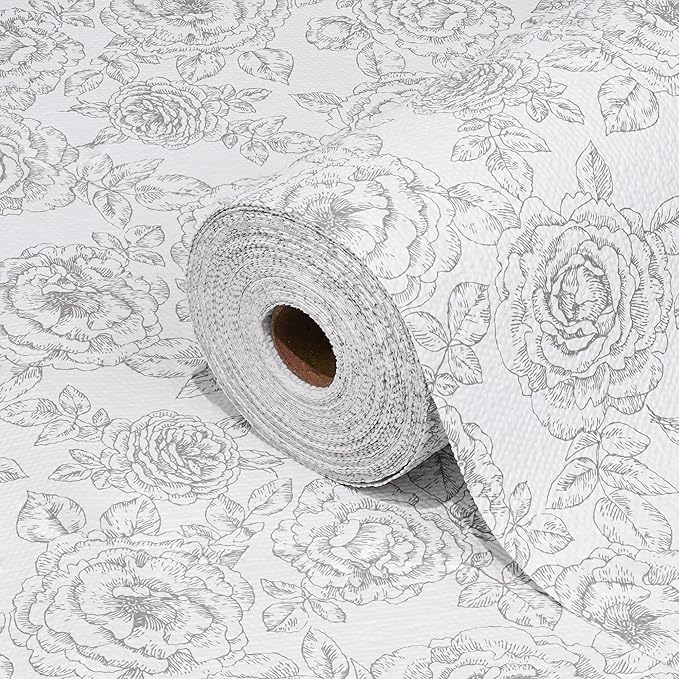 Drawer and Shelf Liner for Kitchen Cabinets Non-Adhesive, Non-Slip Cabinet Liner Shelf Paper Strong Grip Waterproof Easy to Clean for Kitchen Shelves Cupboard, Flower,12IN X 10FT
