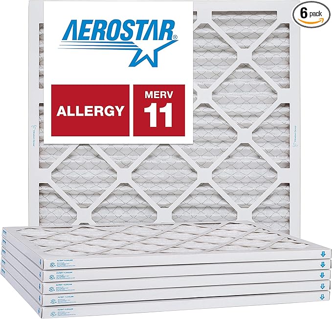 Aerostar 22x22x1 MERV 11, Pleated Air Filter, 22x22x1, Box of 6, Made in the USA