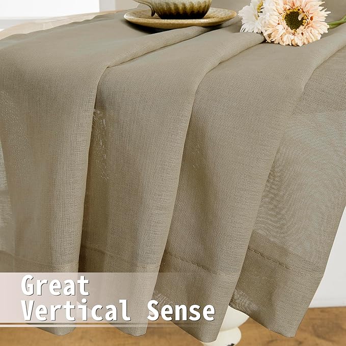 Tollpiz Small Sheer Door Curtain Closet Linen Textured Curtain Sheers Doorway Light Filtering Voile French Doors Rod Pocket Curtains Patio Glass Door, 25 x 40 inches Long, Taos Taupe, Set of 1 Panel