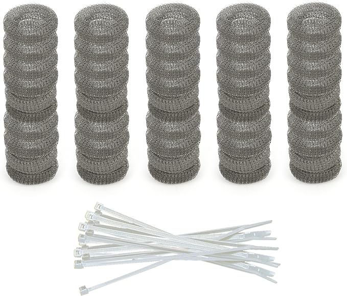 Washing Machine Lint Trap – Stainless Steel Hose Filter, Mesh Drain Catcher, Washer Sock Lint Remover, Rust-Free Snare Laundry Filter with Nylon Cable Ties, 29cmx6.5cm – 50-Pack