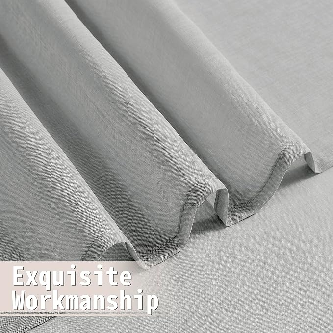 Tollpiz Sheer Curtain Closet Linen Textured Curtain Sheers Doorway Light Filtering Voile French Door Rod Pocket Curtains Patio Glass Door, 25 x 80 inches Long, Silver Grey, Set of 1 Panel