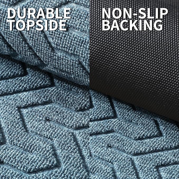 Yimobra Large Door Mat Outside Entrance 47x32, Waterproof Heavy Duty Outdoor Mats for Front Door, Non Slip Rubber Entry Mat for Garage Patio, Easy Clean, Mix Blue
