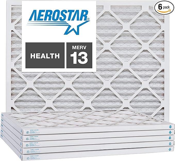 Aerostar 8x12x1 MERV 13, Pleated Air Filter, 8x12x1, Box of 6, Made in the USA