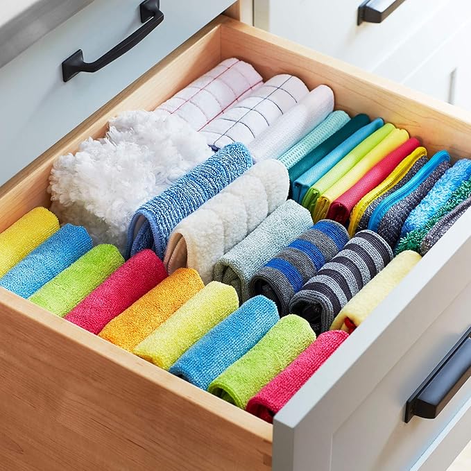 E-Cloth Wash & Wipe Dish Cloth, Microfiber Cleaning Cloth Reusable Paper Towel Alternative Cloths, Dish Towels for Drying Dishes, Glassware, Cookware and Countertops, 100 Wash Guarantee, 2 Count
