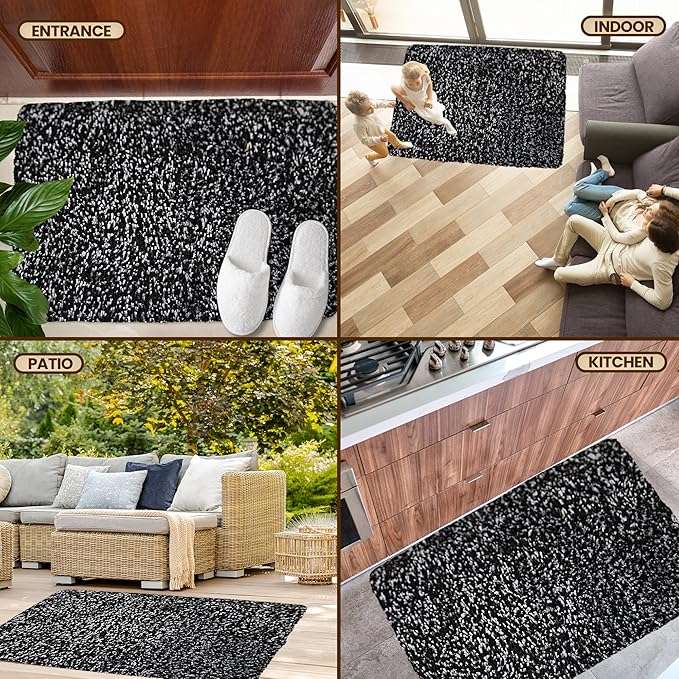 Premium Microfiber Indoor Door Mat – 20"x30" Washable Entry Mat, Non-Slip, Waterproof Backing, Super Absorbent, Low Profile Entryway Doormat for Indoor Entrance