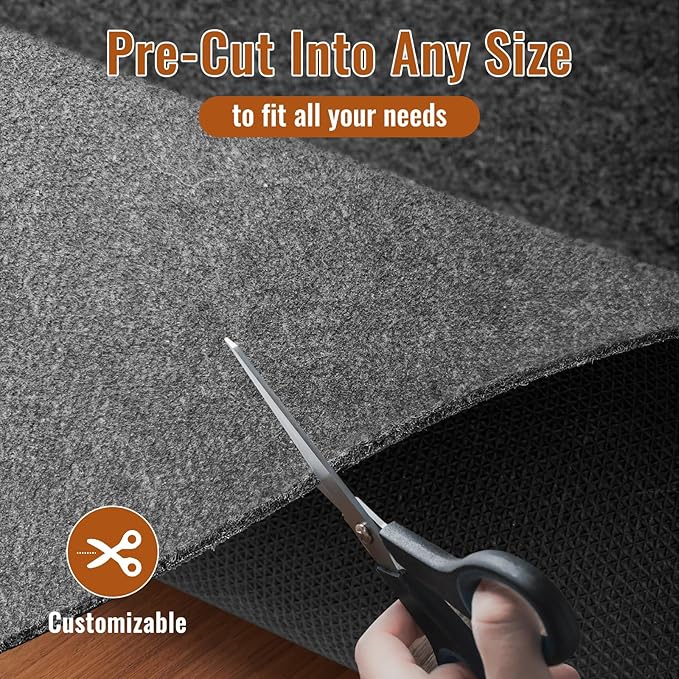 Felt Rug Pad, 4 x 6 Ft Rubber Non-Slip Rug Pad Gripper, Keep Rugs Secure and in Place, Extra Strong Under Carpet Mat Cushion - for All Floors