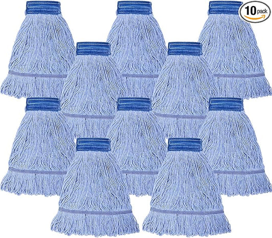 Gejoy 10 Pack 24oz Mop Head Replacement Commercial Cleaning Mop Head Wet String Heavy Duty Cotton Industrial Mophead for Floor Cleaning