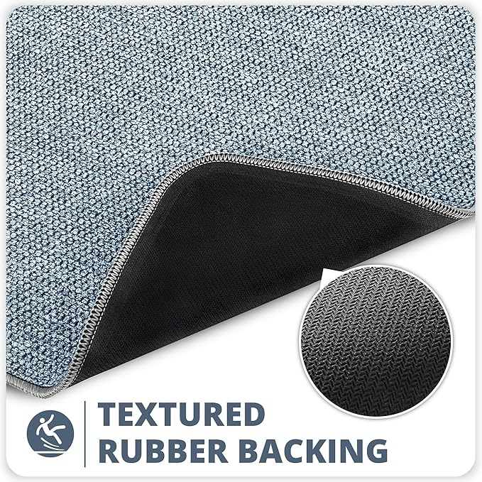 Bath Mat,Ultra Thin Bathroom Runner Rugs,Large Bath Mats for Bathroom,Quick Dry,Non-Slip,Machine Washable,Low Pile,Bath Rug,Shower Outside,Sink,Home Decor Accessories.Blue,1'5"x4'11"（17x59inch）