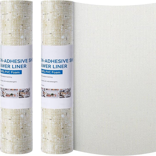 Shelf Liner 20 x 72 Inch 2 Rolls Shelf Liner Non Adhesive, Drawer Liner Non Slip Kitchen Mat Waterproof Oil-Proof for Kitchen Cabinet, Shelves, Refrigerator, Storage, Desks, Easy to Trim