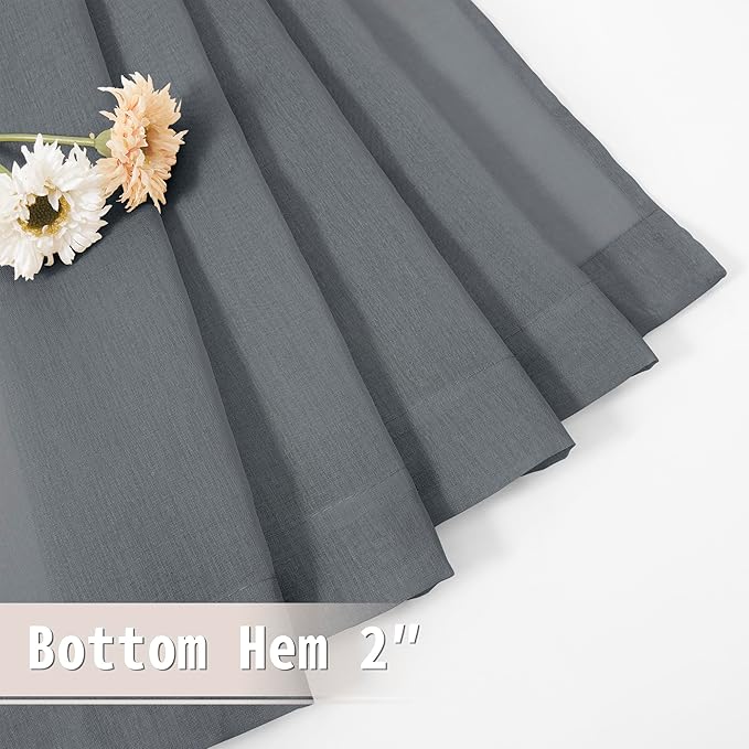 Tollpiz Small Sheer Door Curtain Closet Linen Textured Curtain Sheers Doorway Light Filtering Voile French Door Rod Pocket Curtains Patio Glass Door, 25 x 40 inches Long, Dark Grey, Set of 1 Panel