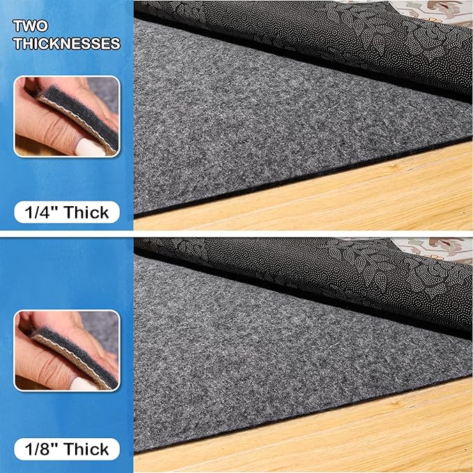 Non-Slip Rug Pads 10 x 14 ft, 100% Waterproof Extra Large Area Rugs Non Skid Rug Pad for All Floors and Finishes Durable Hardwood Floor Protective Felt Keeps Rugs in Place, Safe and Secure