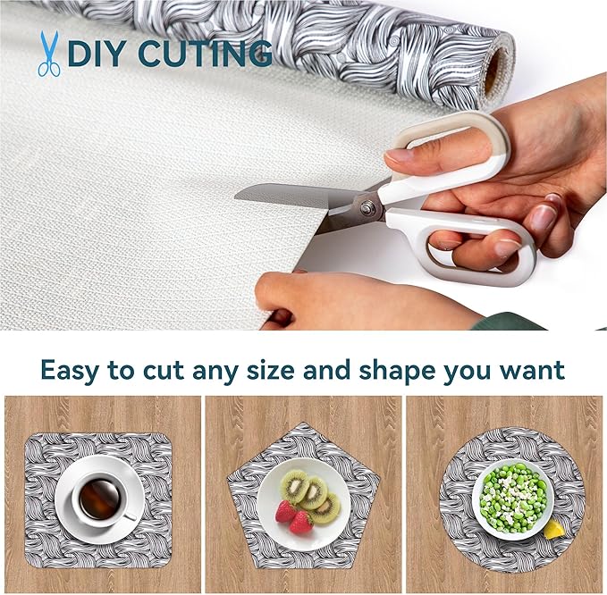 Cabinet Liners 5Rolls 18 x 96 Inch Wide Non Adhesive Kitchen Drawer Liner, Waterproof Shelf Liner Durable Anti-Slip for Kitchen Cabinets Shelf Liner Oil-Proof