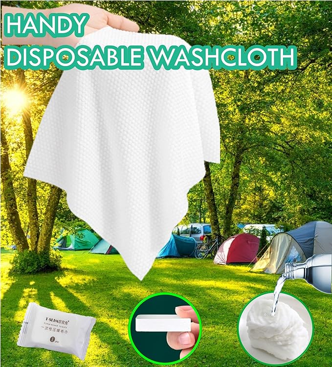 Premium Compressed Towel Tablet, Essential Face Washcloths for Travel, Camping, Hiking, Sports and Beyond, Portable Disposable Thicker Larger, Pure Cotton, 20PCS