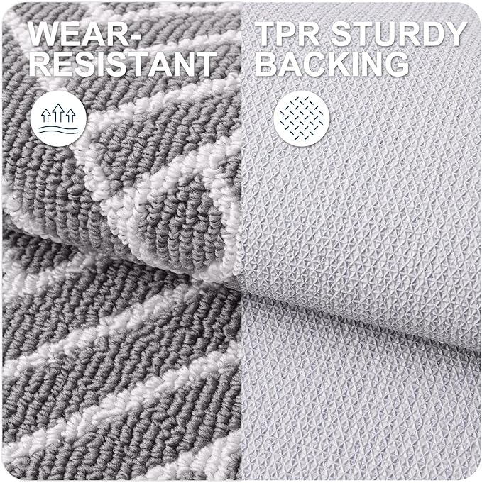 OLANLY Indoor Door Mat, 48x32 Inch, Dirt Resistant and Absorbent, Non-Slip Rubber Backing Floor Mats, Easy Clean Low-Profile Doormat for Entryway, Front Door, and Inside Entrance, Grey