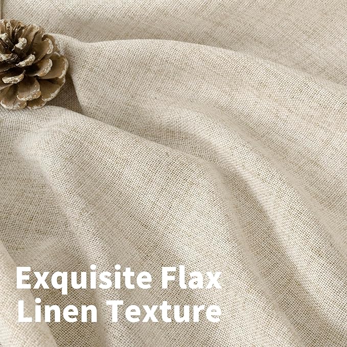 YoungsTex Linen Curtains for Living Room 2 Panels - Ivory Cream Light Filtering Drapes with Back Tab Rod Pocket Rustic Semi Sheer for Country Bedroom, 52 X 72 Inch