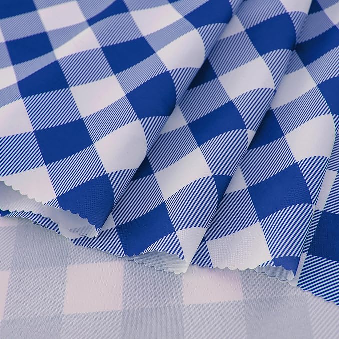 Waterproof Plaid Tablecloth Fabric - Round 50 Inch Classic Gingham Checker Table Cloth for Indoor/Outdoor Use - Buffalo Table Cover for Picnics, BBQs, and Parties