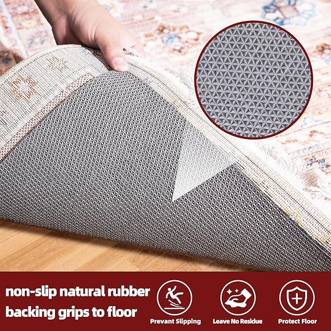 BAGAIL Felt and Natural Rubber Backing Rug Pads 1/4” Thick, 4 x 6 Ft Non Slip Carpet Gripper Keep Rugs in Place, Under Area Rug Protective Cushioned Pads, Carpet Runners, Hardwood Floors Protection