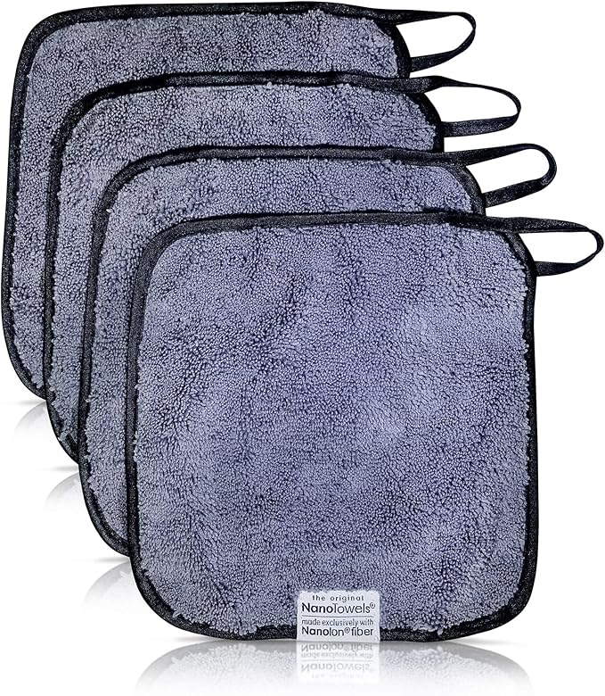 Life Miracle Nano Towels Minis - Amazing Eco Fabric That Cleans Virtually Any Surface with Only Water. Travel Size. No More Paper Towels Or Toxic Chemicals. 4-Pack (8x8, Grey)