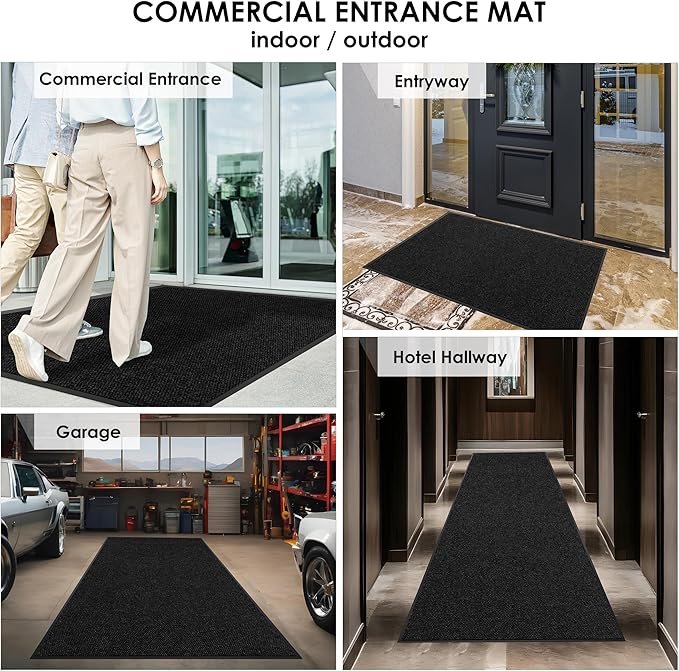 2′ x 12′ Front Door Mat Indoor Outdoor Entrance, Commercial Floor Mat Heavy Duty Dirt Trapper Entryway Doormat, Custom Size Non Slip Rubber Backing Welcome mat, Door Mat for High Traffic Area