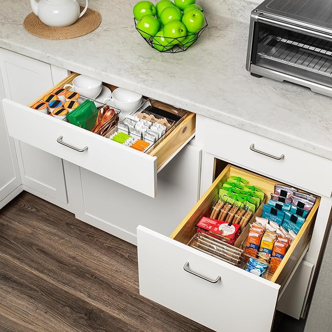 ClearSpace Pantry Organization and Storage Bins with Removable Dividers & Lids – Perfect Pantry Organizers or Kitchen Organization – Refrigerator Organizer Bins, Cabinet Organizers, 2 Pack