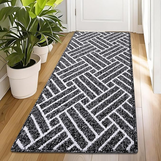 OLANLY Runner Indoor Door Mat, 70x23 Inch, Dirt Resistant and Absorbent, Non-Slip Rubber Backing Floor Mats, Easy Clean Low-Profile Doormat for Entryway, Front Door, and Inside Entrance, Black