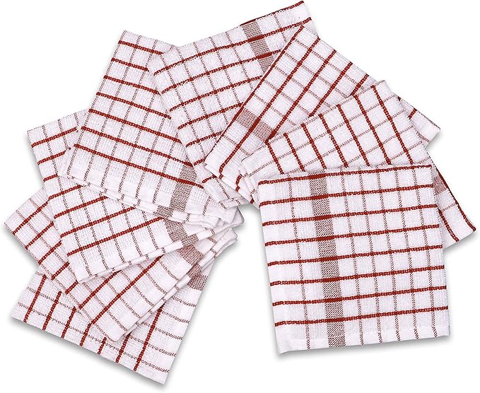 AMOUR INFINI Kitchen Dish Cloths Set of 8 - Ultra Soft, Highly Absorbent, Quick-Drying Terry Cotton Dishcloths 12"x12" Inch Wash & Cleaning Cloths for Kitchen & Dishwashing (Rust)
