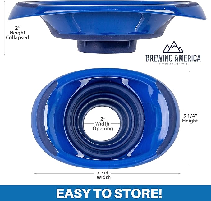 Kitchen Canning Funnel – Collapsible Silicone Food Funnel for Wide Mouth and Regular Mason Jars – Flexible Use for Coffee, Liquid, Jam, Cooking, Baking, Crafts - Blue