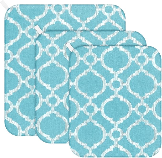 3 Pcs Heat Press Mats Compatible with Easypress 2 / Easypress Easy Press Mat Protective Resistant Double Sides Applicable Ironing Insulation for HTV Iron on Projects(Blue Lantern Pattern)